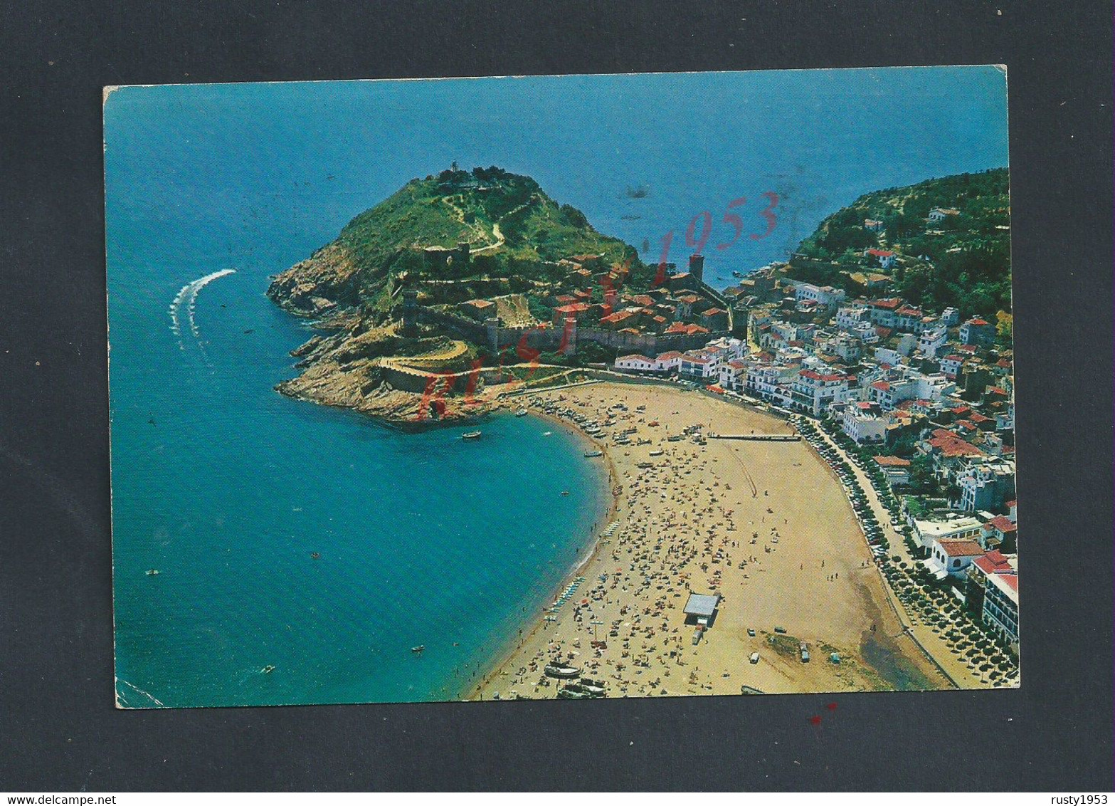 CPSM SUR TIMBRES D ESPAGNE COSTA BRAVA TOSSA BRAVA POUR LA FAMILLE ERHARDT 77 JOUARD : - Covers & Documents