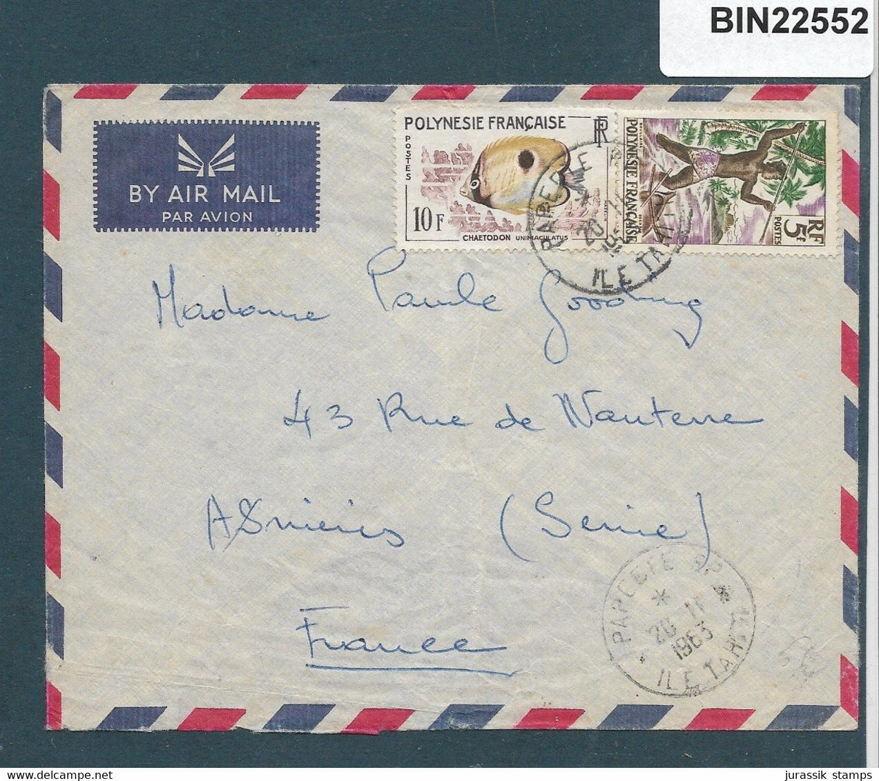 TAHITI   - 1963 COVER PAPEETE TO FRANCE  - 22552 - Covers & Documents