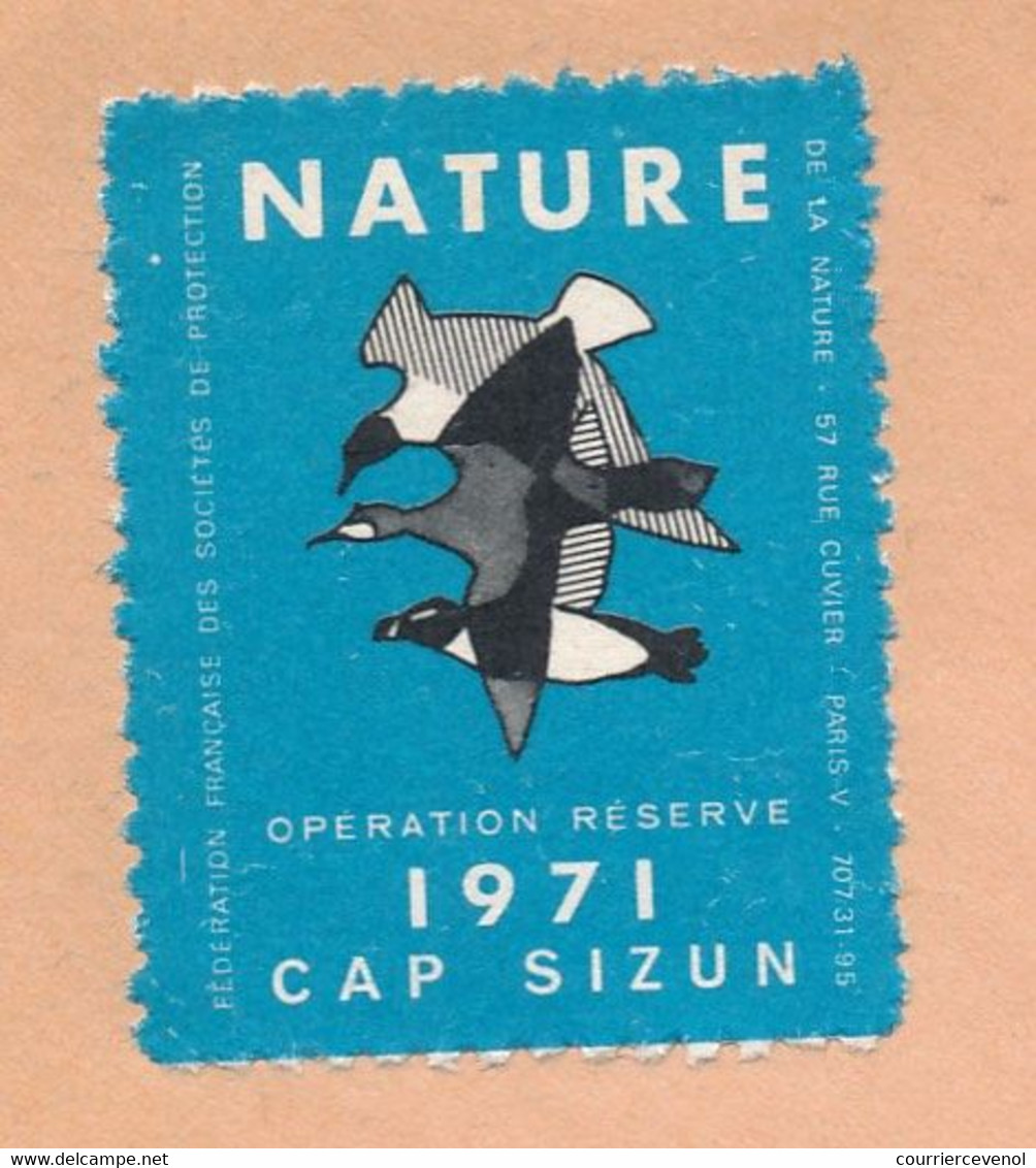 Vignette "NATURE Opération Réserve 1971 CAP SIZUN" Sur Env. Cachet Cerbère à Toulouse B - 1972 - 0,30 Cheffer - Brieven En Documenten