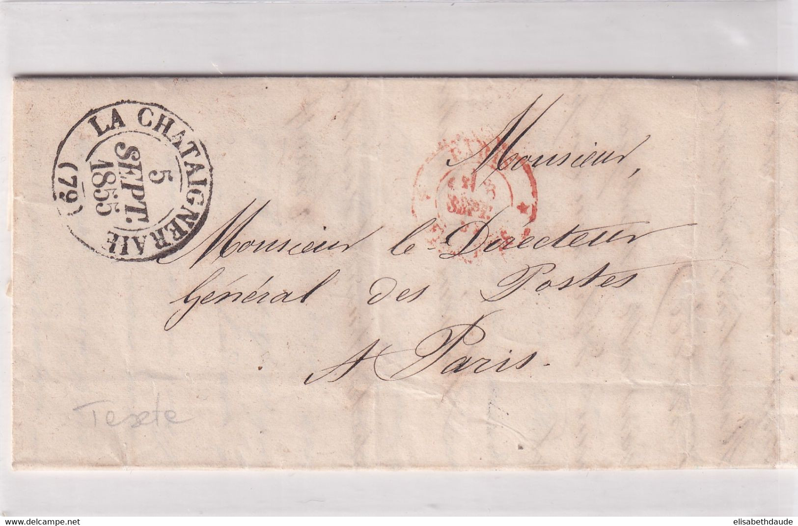 1855 - CACHET CABINET PARTICULIER Du DIRECTEUR Gal Des POSTES ! / LETTRE De VENDEE / 2 SEVRES - TEXTE ! FRAUDE GENDARME! - Civil Frank Covers