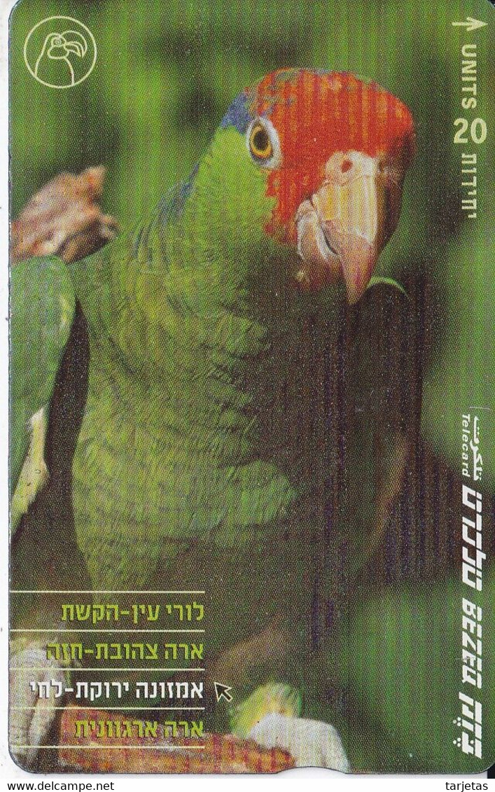 TARJETA DE ISRAEL DE UN LORO (PARROT) - Papegaaien & Parkieten