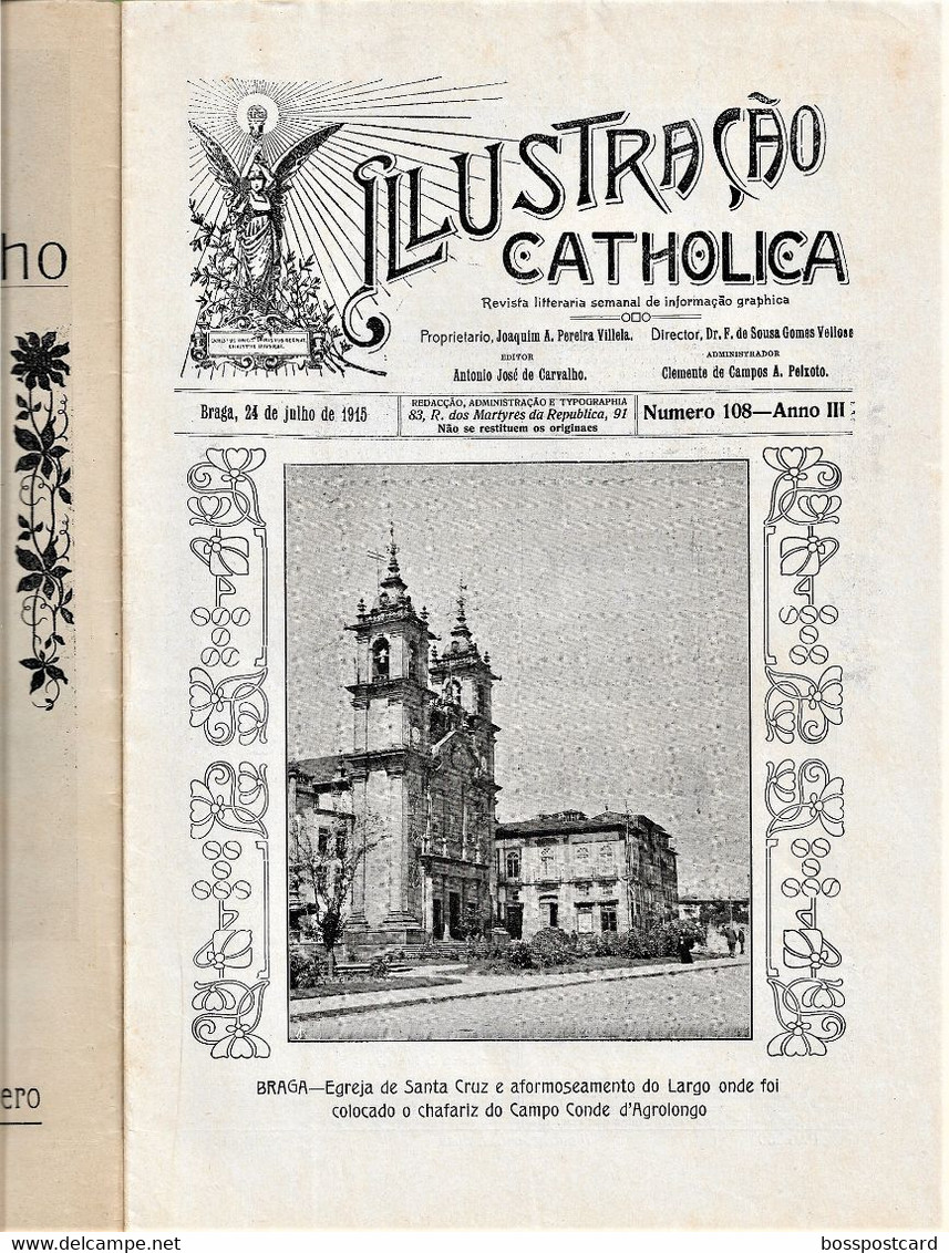 Braga Guimarães Porto Gaia Leça Póvoa De Varzim Monchique Faro Revista Ilustração Católica Nº 108. 1915 - Zeitungen & Zeitschriften