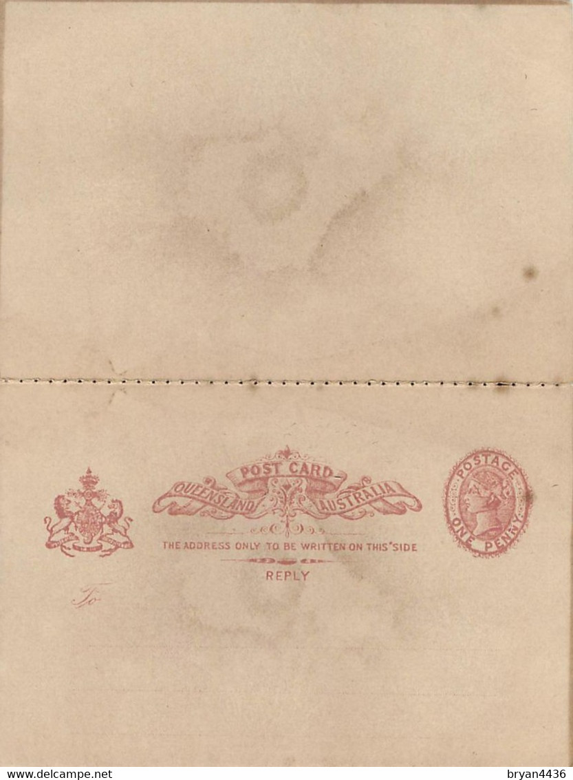 ENTIER POSTAL -Postal Stationery Ganzsache - DOUBLE AVEC RETOUR - REPLY - ONE PENNY VICTORIA . - Covers & Documents