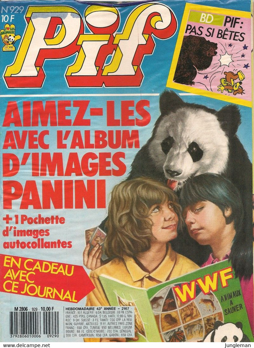 Pif N° 929 De Janvier 1987 - Avec Smith & Wesson, Léonard, Pifou, Zup, Rigolus & Tristus, La Guerre Des Cerveaux - BE - Pif & Hercule