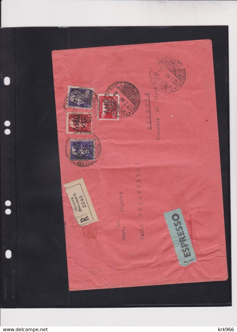 ITALY TRIESTE 1946 AMG-VG Nice Registered Priority Cover - Marcophilia