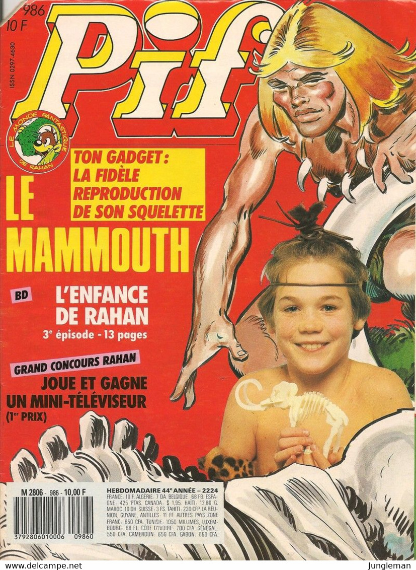 Pif N° 986 De Février 1988 - Avec Hercule, Zup, Smith & Wesson, Léo, L'enfance De Rahan, Les Rigolus & Les Tristus - BE - Pif & Hercule