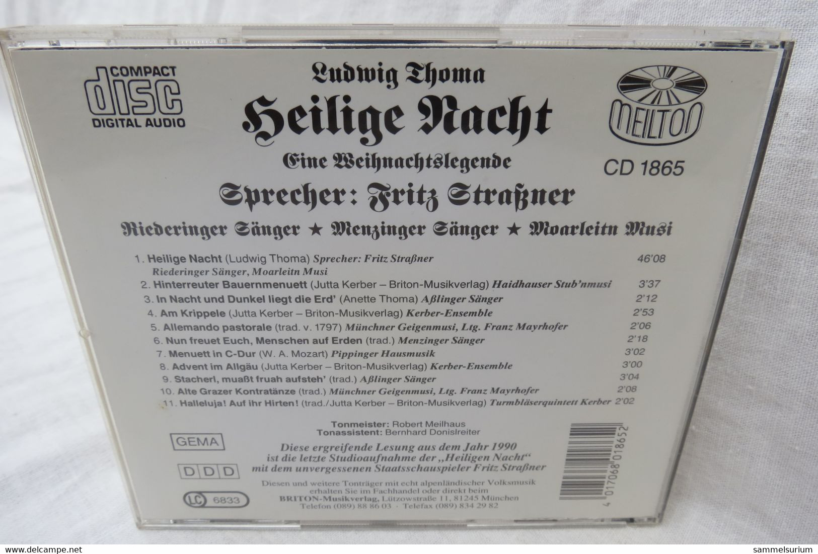 CD "Ludwig Thoma Heilige Nacht" Eine Weihnachtslegende, Sprecher Fritz Straßer - Canzoni Di Natale