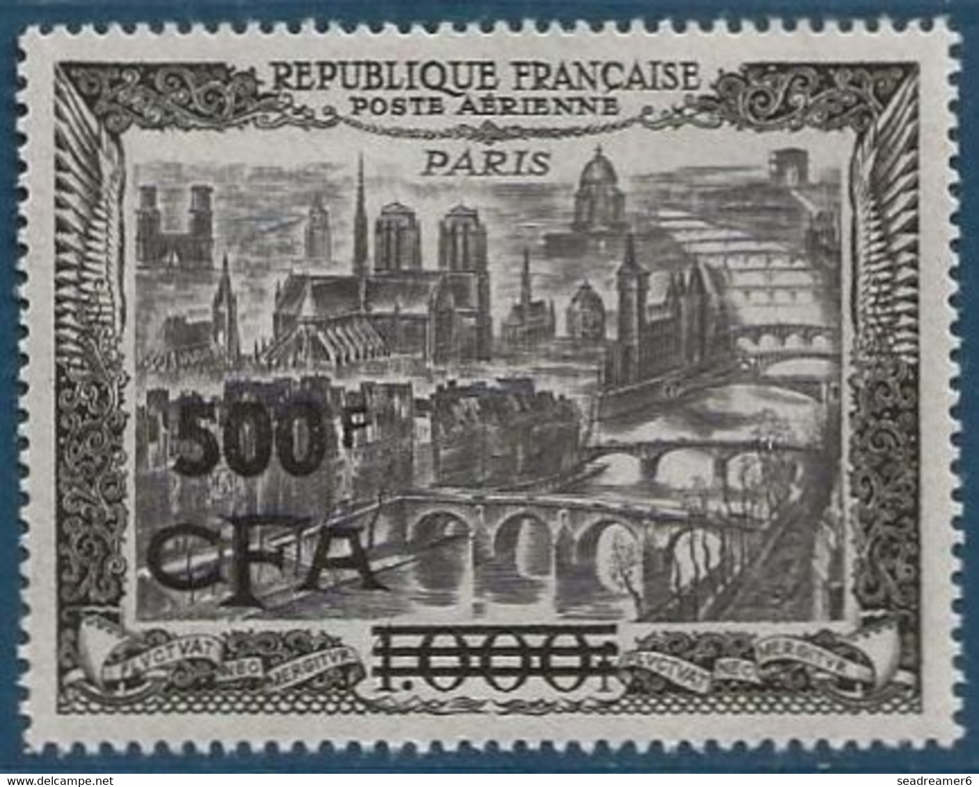 France Colonies Reunion CFA 1951 Poste Aerienne N°51** 1000 FR Paris Superbe ! - Other & Unclassified