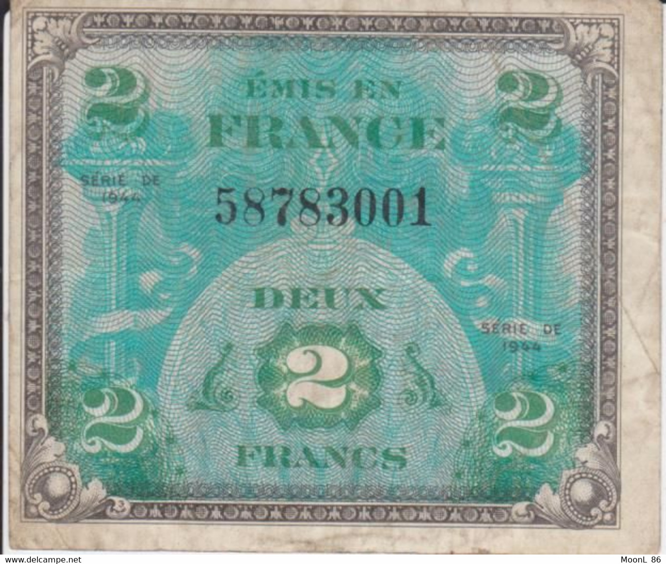 1944 -Billet 2 Francs Série De 1944 FRANCE Préparer Par Les USA Pour La Libération - DRAPEAU LIBERTE EGALITE FRATERNITE - 1944 Flagge/Frankreich