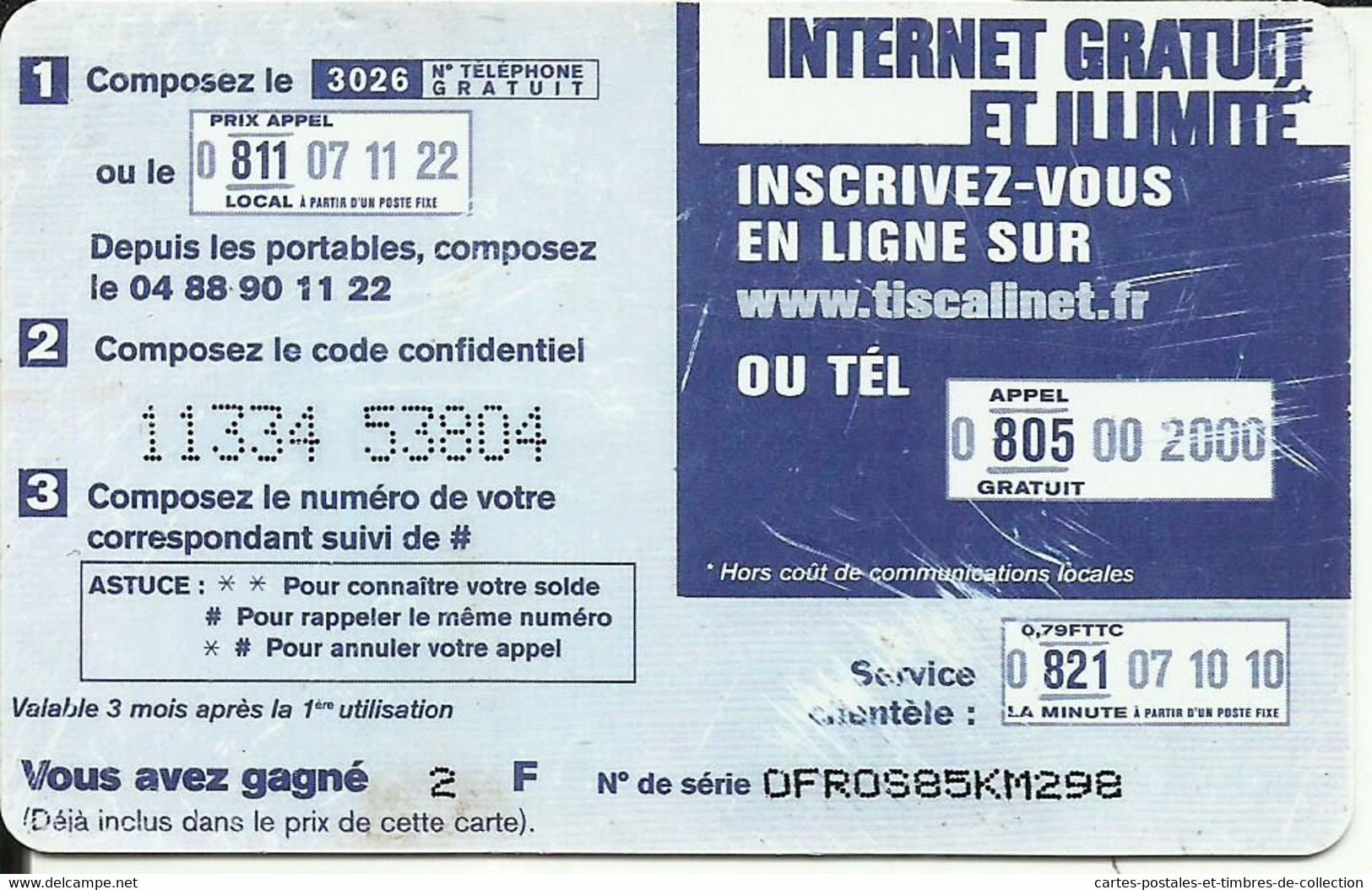 Carte Telephonique ,  Carte Astuce - Tiscali - Mobicartes (GSM/SIM)