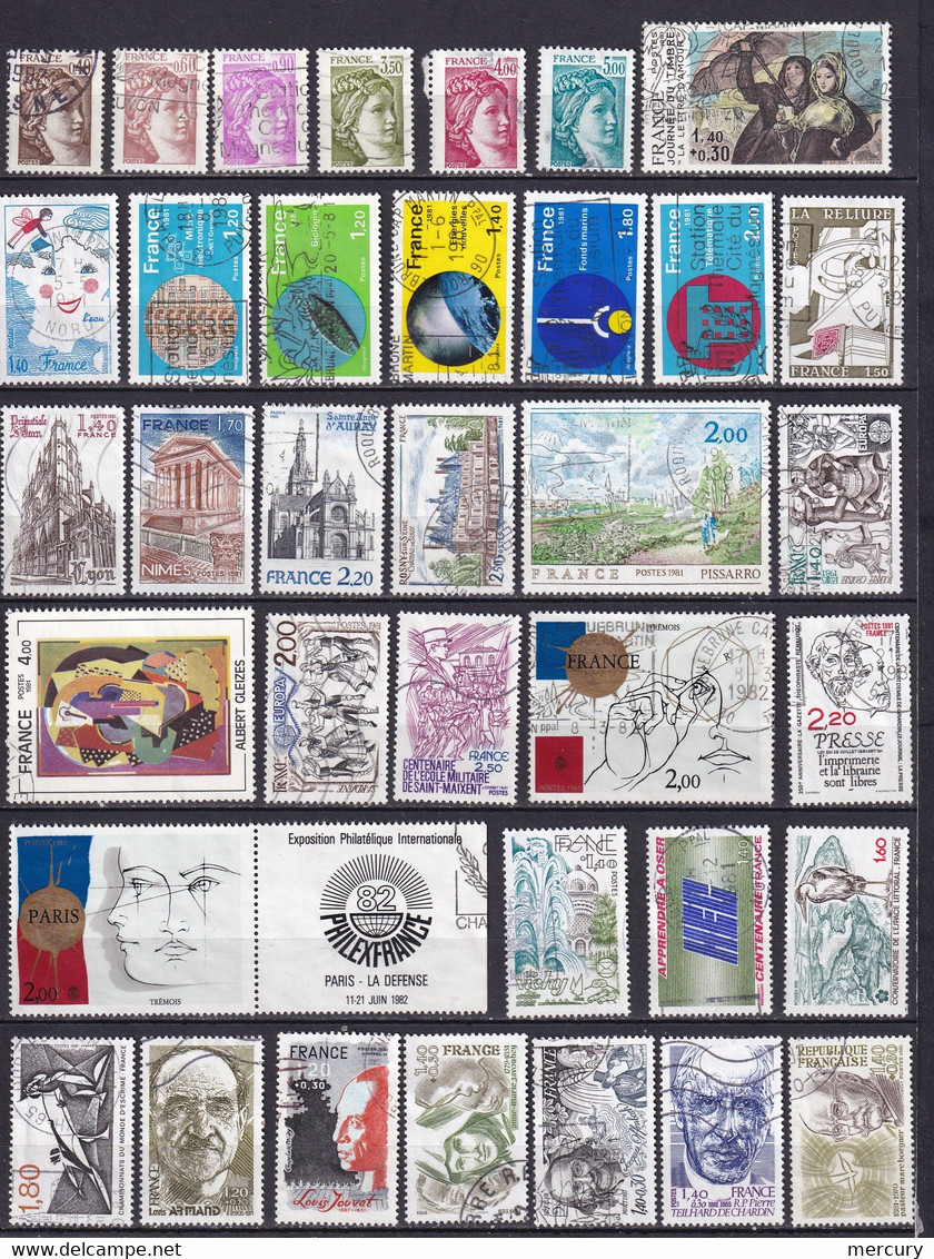 FRANCE - Année 1981 Oblitérée Presque Complète - Manque 2 Timbres - 58 Timbres - 2 Scans - 1980-1989