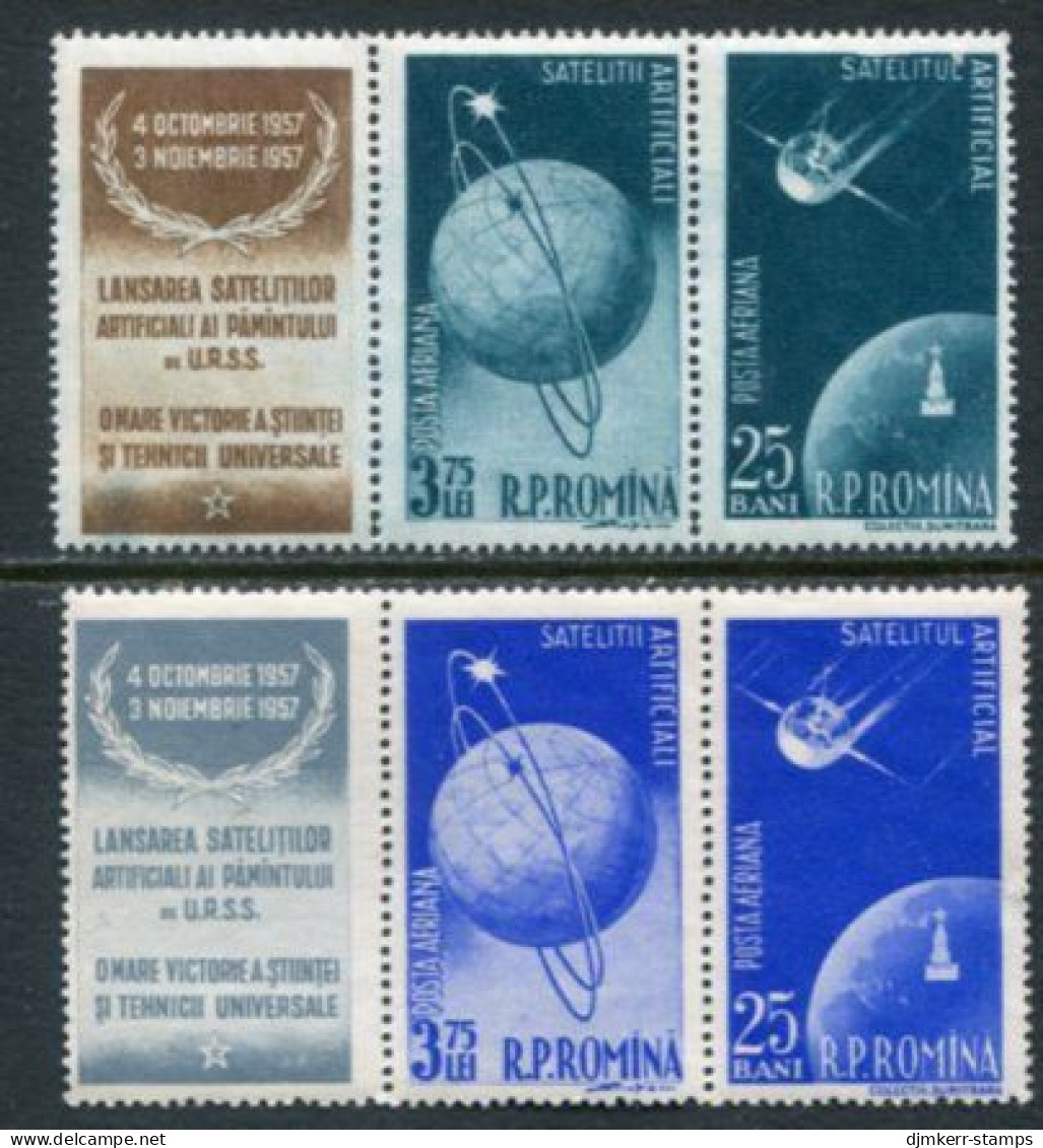ROMANIA 1957 Launch Of First Earth Satellites Strips MNH / **.  Michel 1677-80 - Unused Stamps