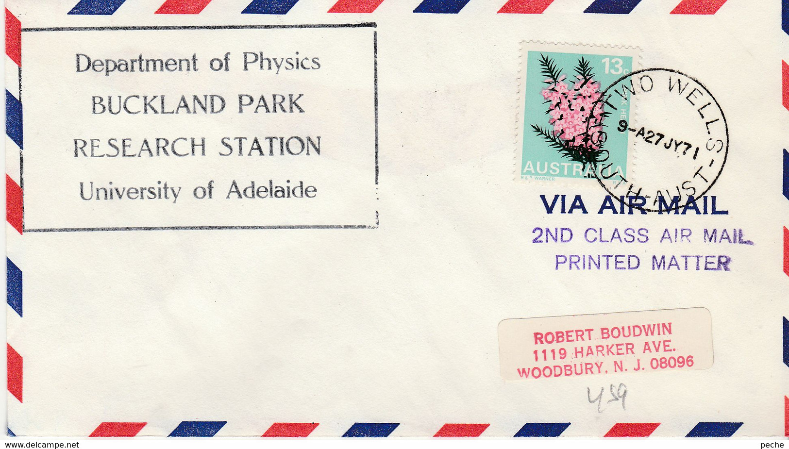 N°974 N -lettre (cover) Department Of Physics -Buckland Park -Research Station- - Oceania