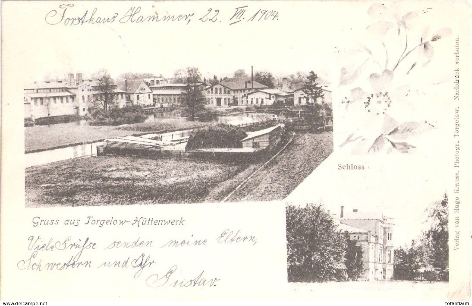 Gruss Aus TORGELOW Uckermark Hüttenwerk Schloß Jugendstil Schmuckelement 23.7.1904 Gelaufen JATZNICK - Pasewalk