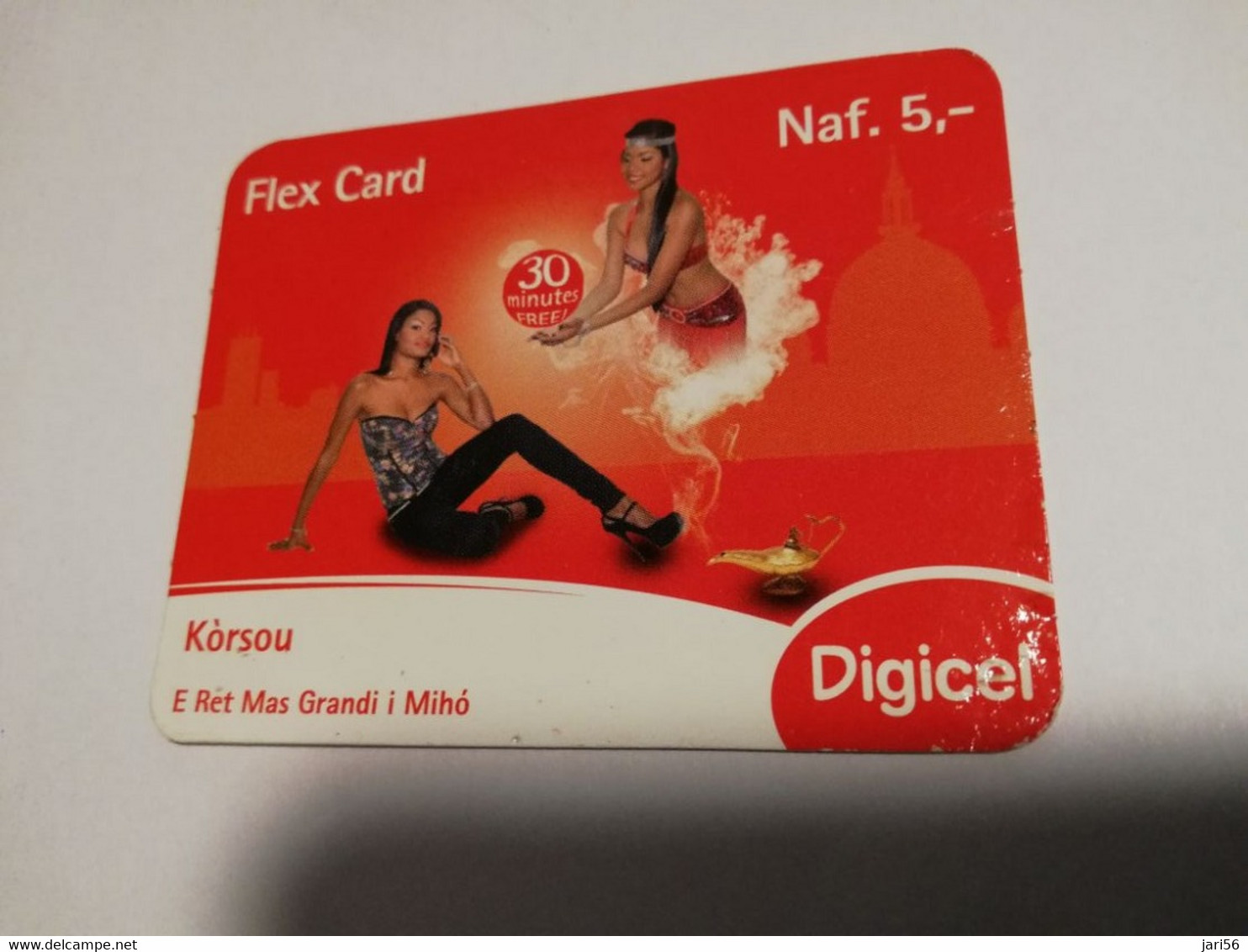 CURACAO NAF 5,- DIGICEL FLEX CARD  GINI IN A BOTTLE    26/05/2013   ** 4048** - Antilles (Netherlands)