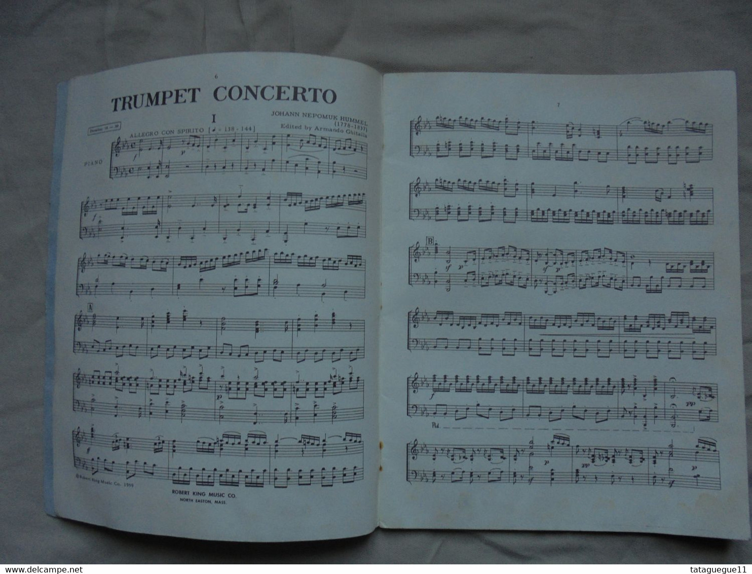 Ancien - Partition Hummel Johann Nepomuk Trumpet Concerto 1959 - Instruments à Vent