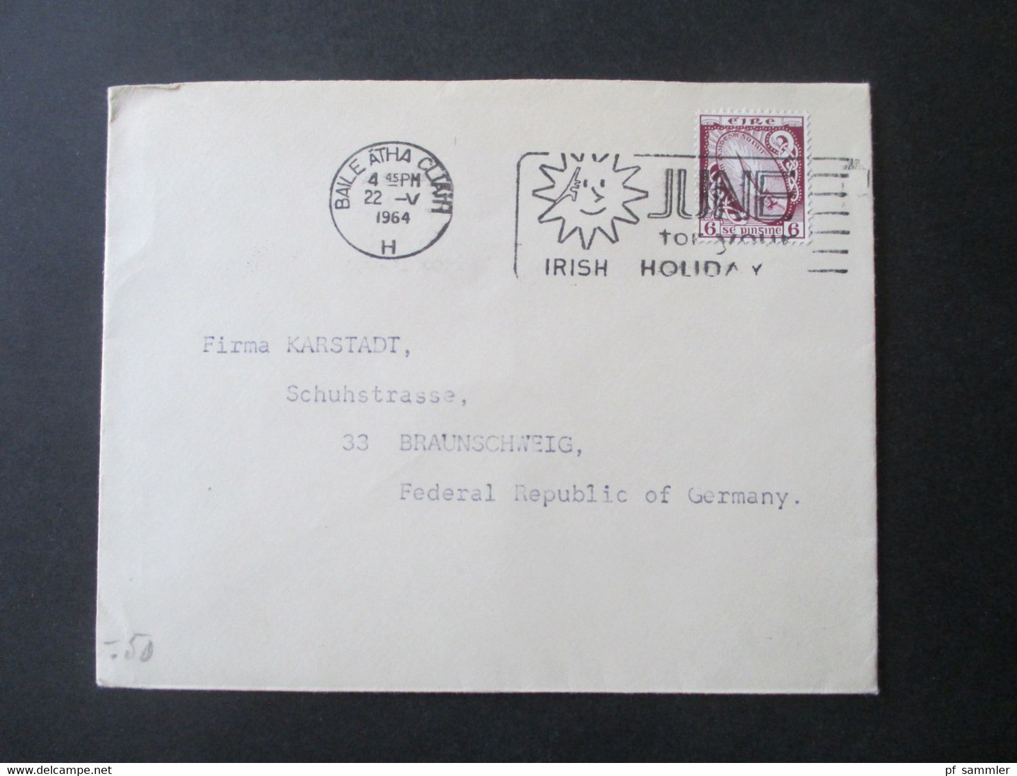 Irland 1964 Maschinenwerbestempel June Irish Holiday Baile Atha - Briefe U. Dokumente