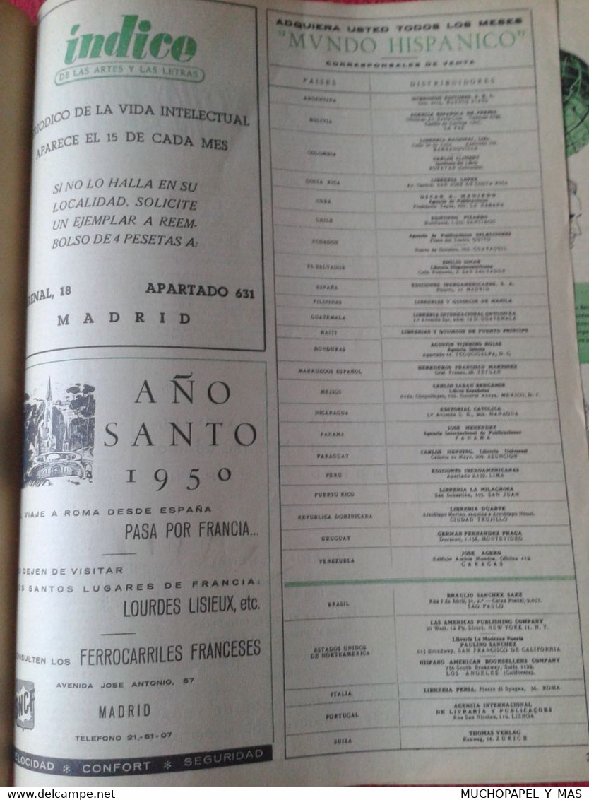 SPAIN ESPAGNE REVISTA MAGAZINE MUNDO HISPÁNICO AÑO III NÚM. 23 FEBRERO DE 1950, 60 PÁGINAS TOROS, ESTUDIANTINA CORTES... - [1] Jusqu' à 1980