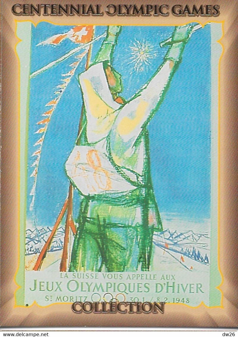 Centennial Olympic Games Atlanta 1996, Collect Card N° 89 - Poster St Moritz 1948 - Palmarès 1500 M Men Natation - Trading-Karten