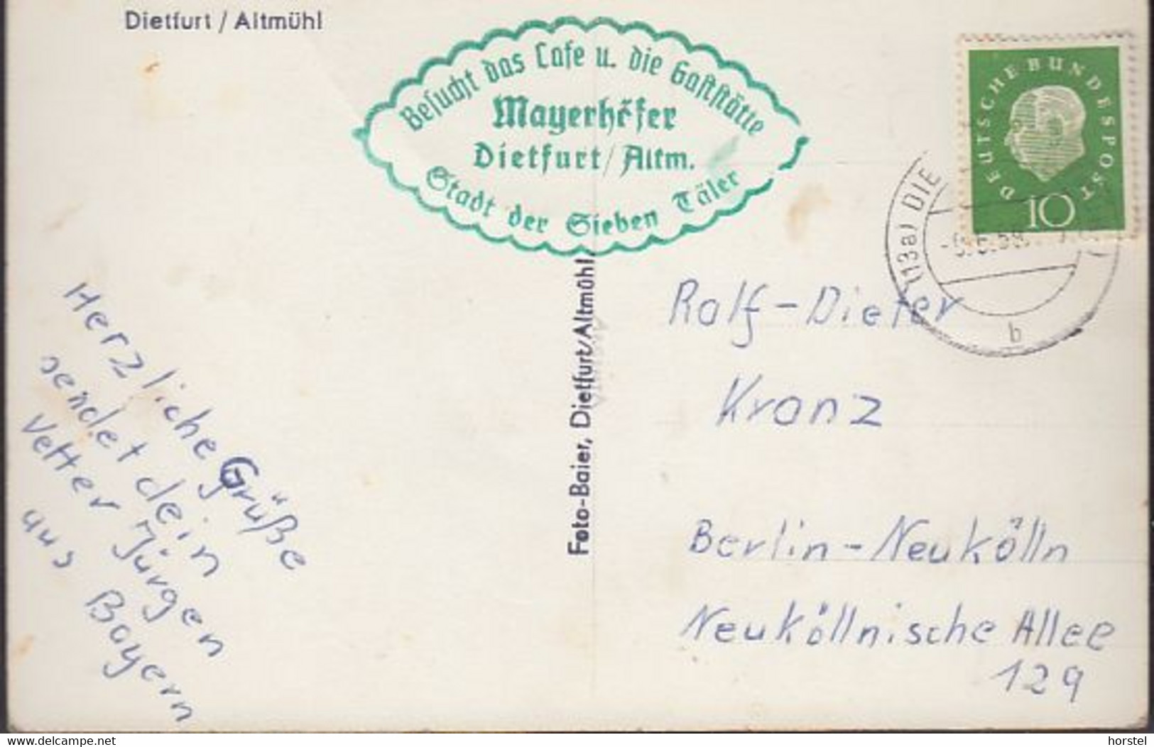 D-92345 Dietfurt (Altmühl) - Alte Ortsansicht - Schöner Stempel ! - Eichstaett