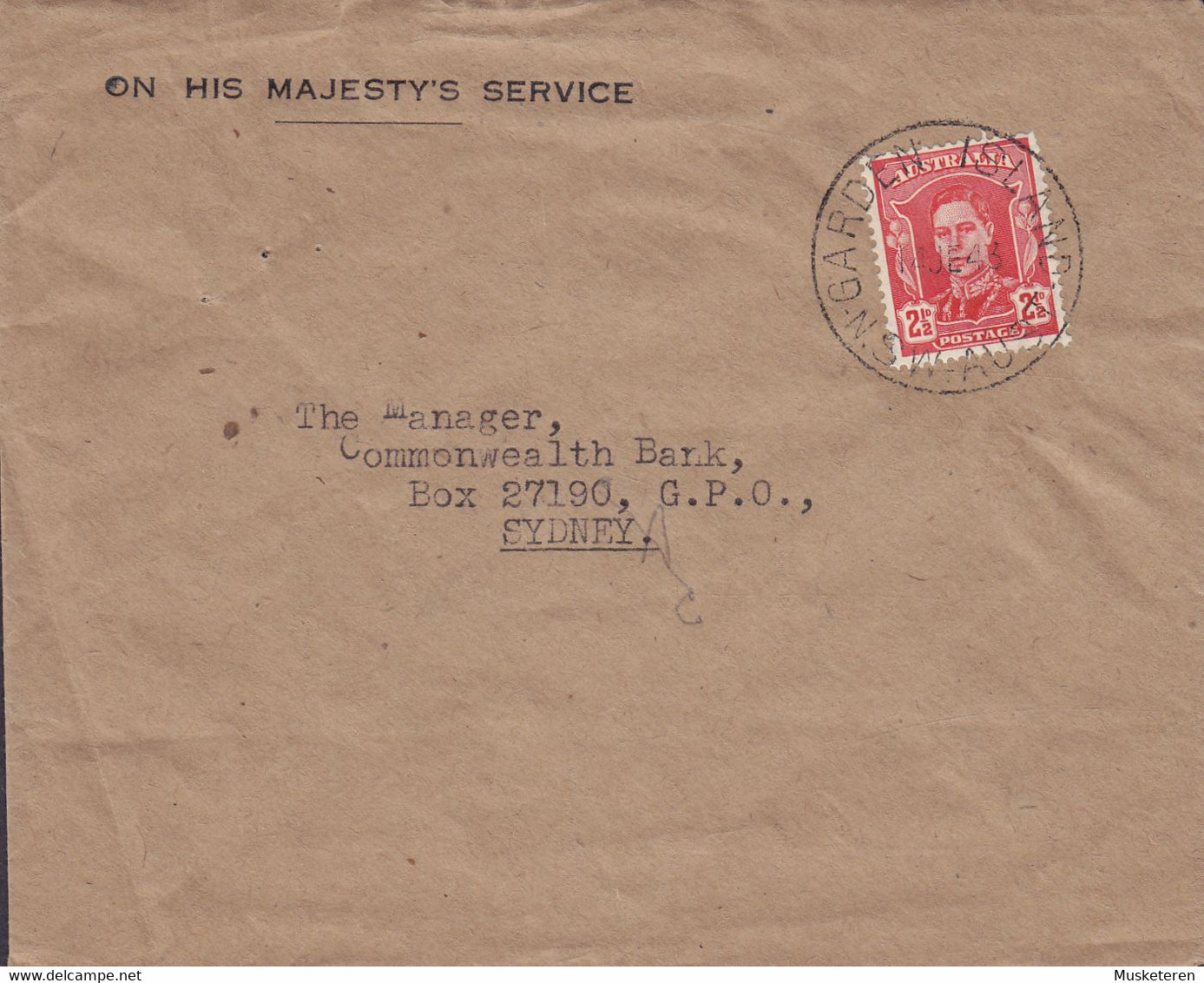 Australia ON HIS MAJESTY's SERVICE Naval Base GARDEN ISLAND 1943 Cover Brief Commonwealth Bank Of Australia SYDNEY - Service