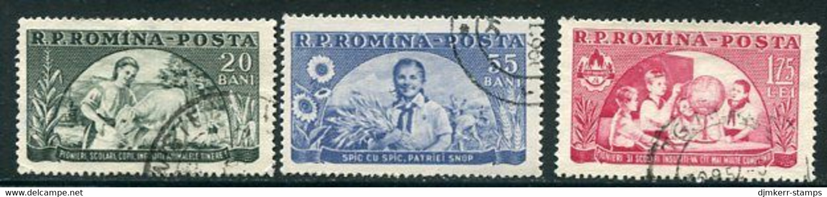 ROMANIA 1954 Young Pioneers Used,  Michel 1474-76 - Gebruikt