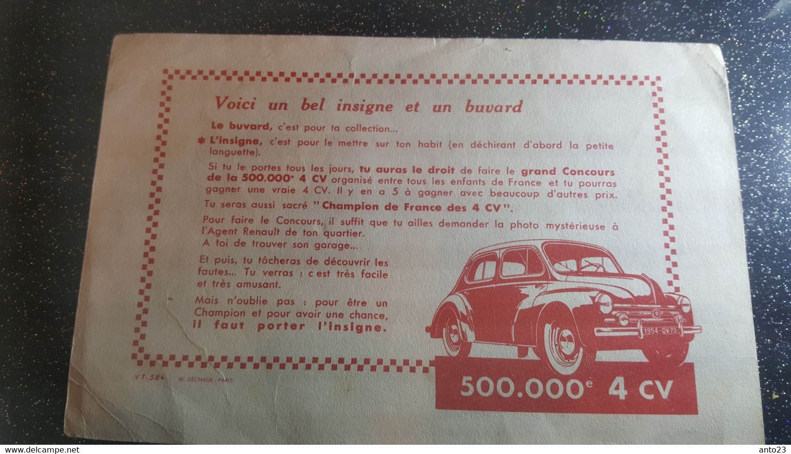 Buvard - RENAULT - 4CV - V