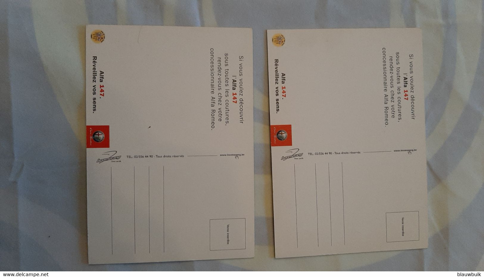 TWEE POSTKAARTJES ALFA ROMEO 147  French - Auto/moto