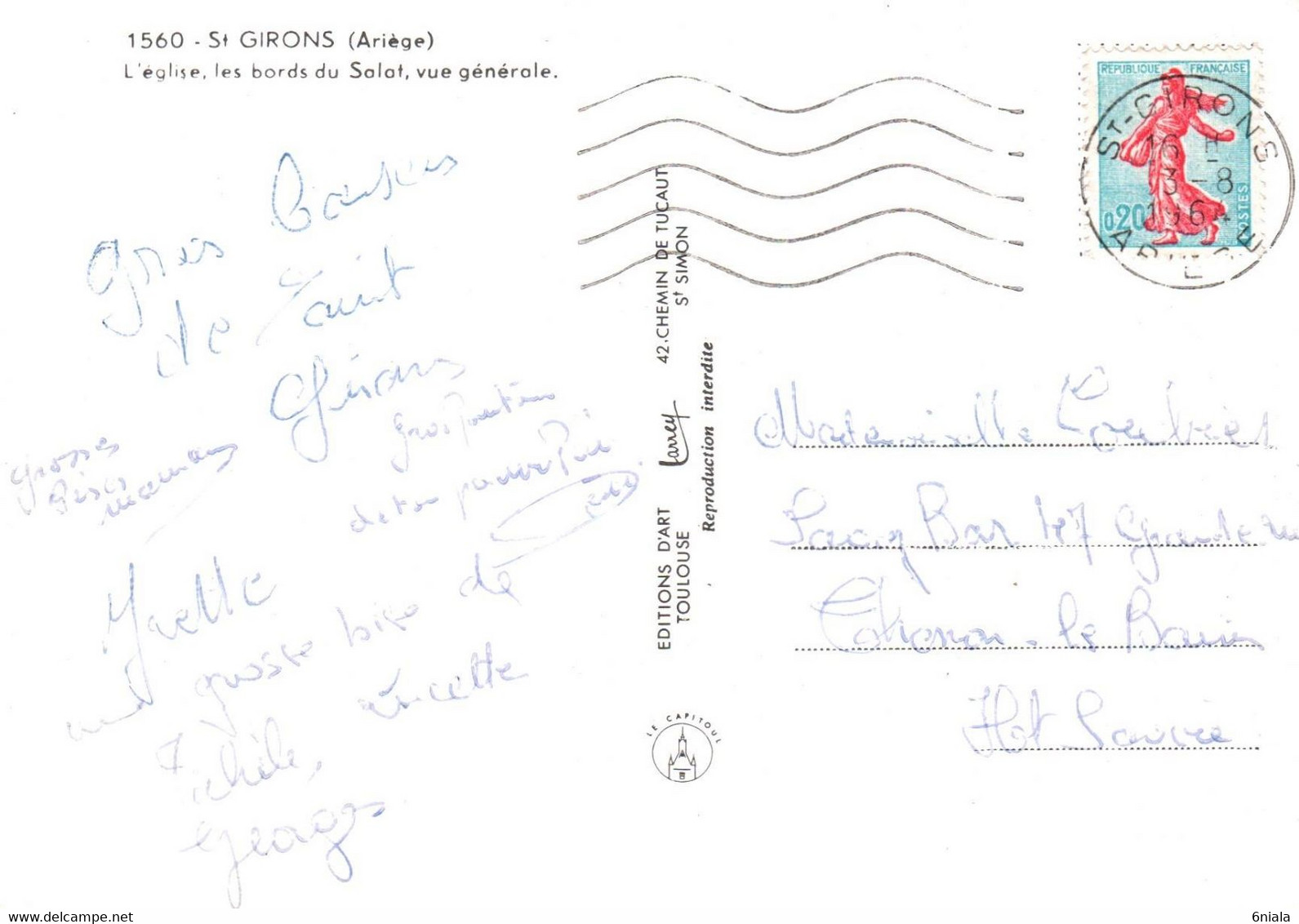 5120 Carte Postale  SAINT GIRONS Vue Générale, Les Bords Du Salat, L'Eglise    09 Ariège ( Vaches) - Saint Girons