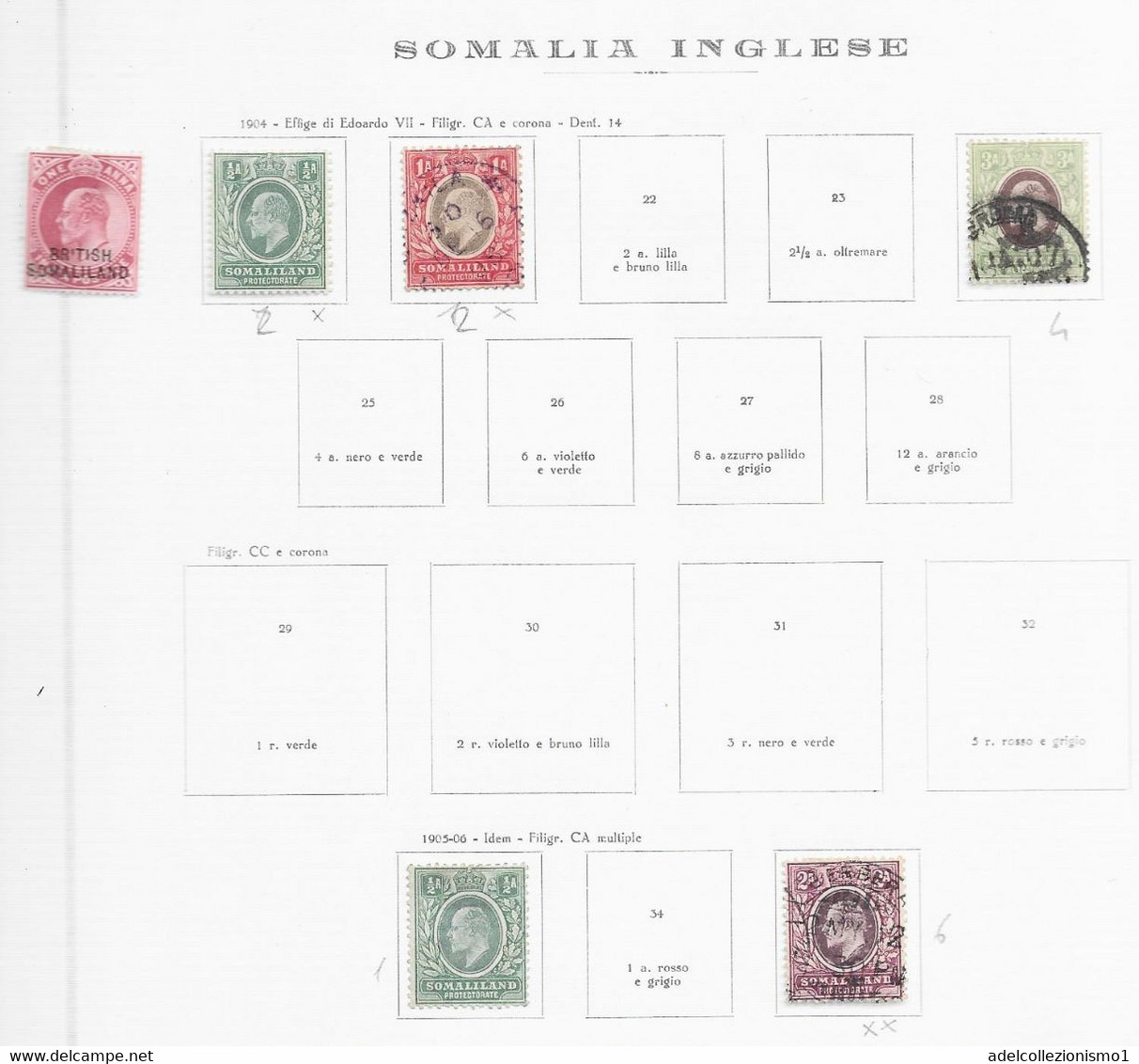 94797) SOMALIA INGLESE- LOTTO FRANCOBOLLI  DI EDOARDO VII-USATI-MLH* - Somalilandia (Protectorado ...-1959)