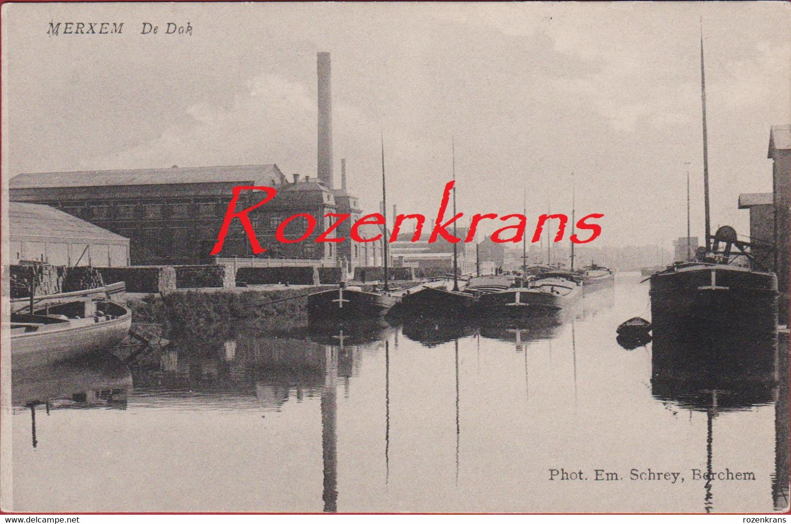 Merksem Merxem De Dok Wijk 't Dokske Peniche Barge Binnenschip ZELDZAAM Topkaart Antwerpen (In Zeer Goede Staat) - Hemiksem