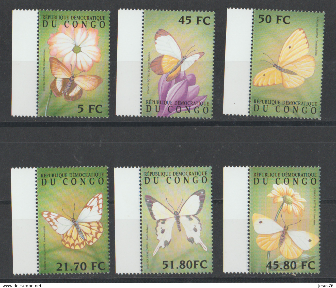 Republida Del Congo **  Mnh   2001   Yvert  1522 A-F Valor  22.50 €  Mariposas - Other & Unclassified