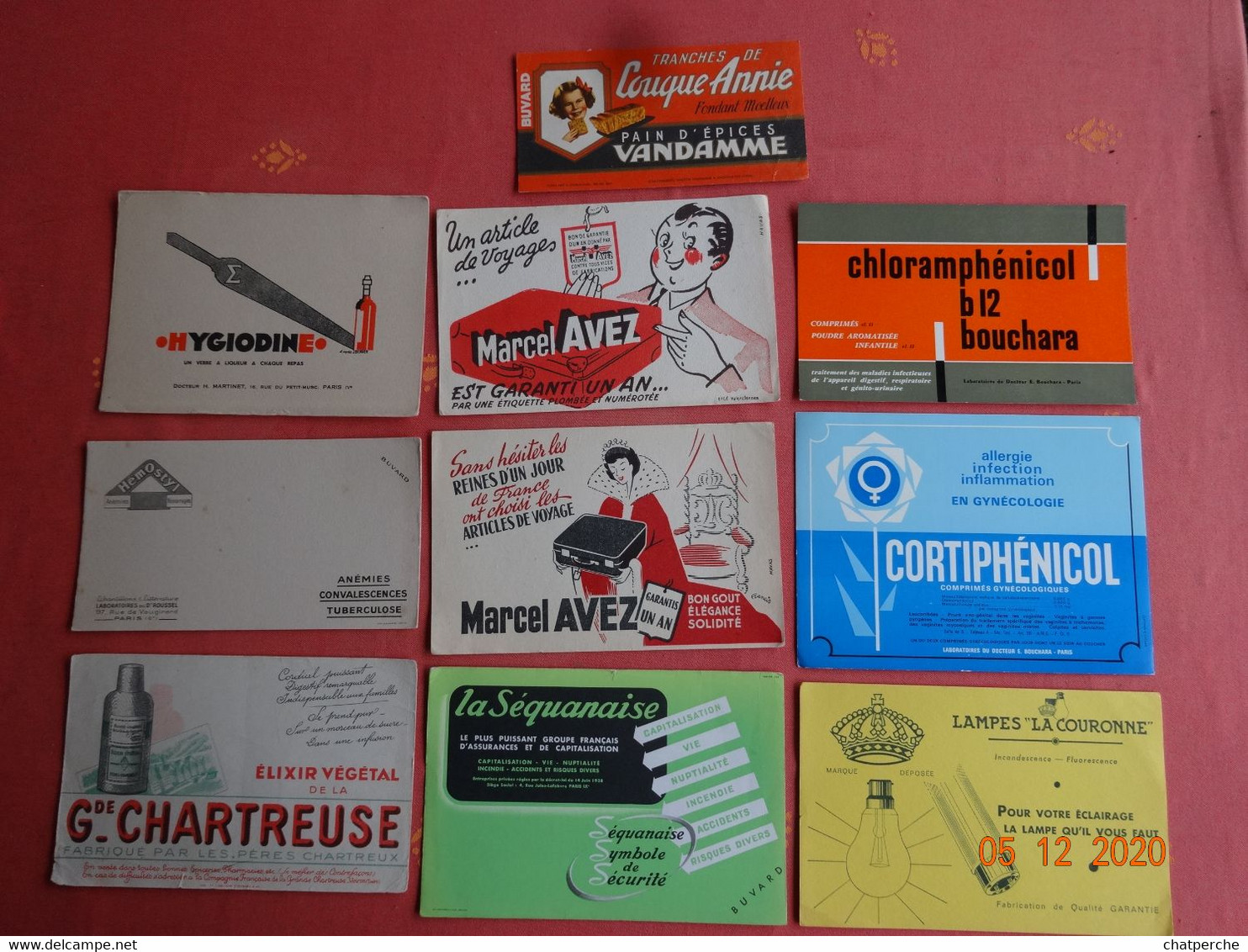 LOT 10 BUVARDS BLOTTING PAPER MÉDICAMENTS LA SEQUANAISE GRDE CHARTREUSE BAGAGES AVEZ VANDAMME PAIN EPICES LAMPES - Verzamelingen & Reeksen