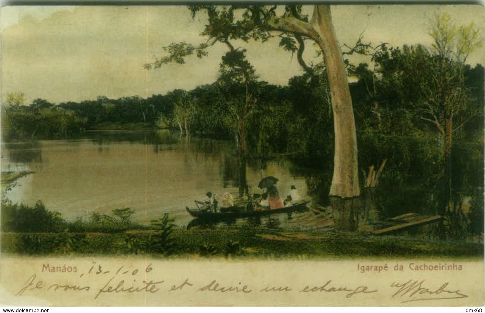 BRAZIL - MANAUS / MANAOS - IGARAPE DA CACHOEIRINHA - EDIT G. HUEBNER & AMARAL - MAILED 1906  (BG10473) - Manaus