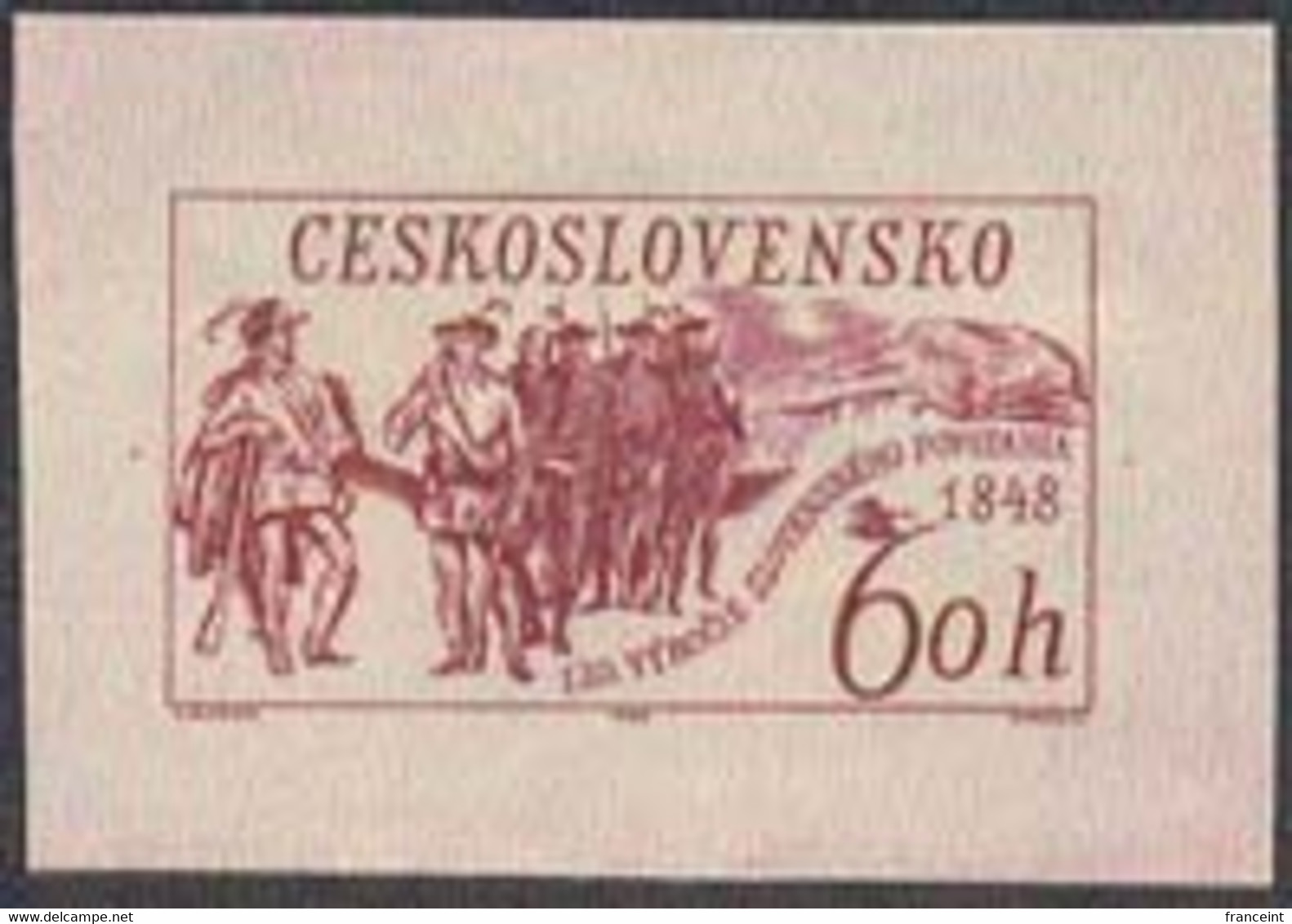 CZECHOSLOVAKIA (1968) Partisans. Mountains. Die Proof In Red. 120th Anniversary Of Slovak Uprising. Scott No 1565. - Ensayos & Reimpresiones