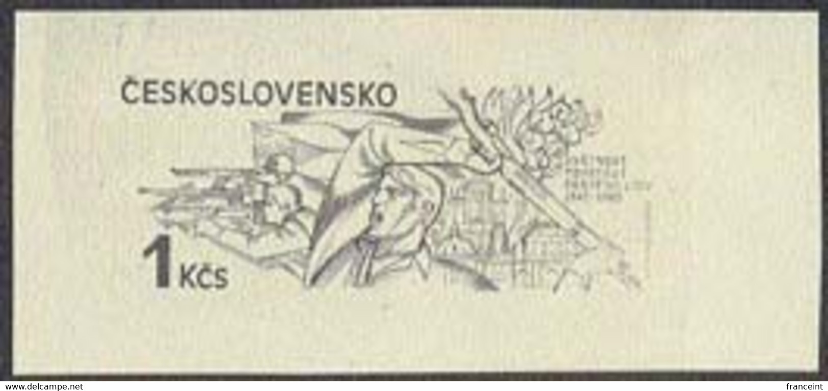 CZECHOSLOVAKIA (1985) Soldier. Die Proof In Black. 40th Anniversary Soviet Army In Czechoslovakia. Scott No 2559 - Ensayos & Reimpresiones