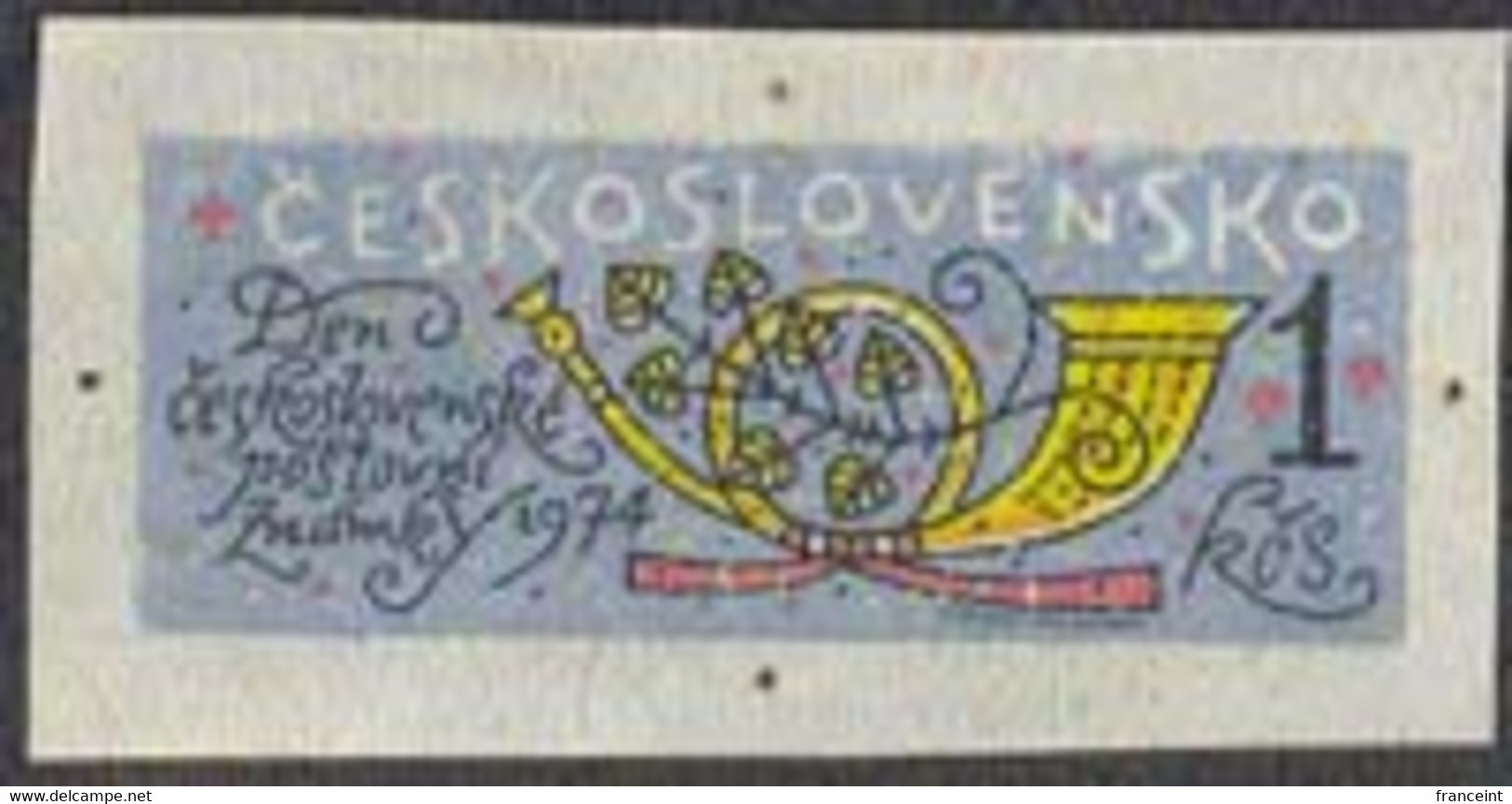 CZECHOSLOVAKIA (1974) Posthorn. Die Proof In Color. Stamp Day. Scott No 1985, Yvert No 2082. - Probe- Und Nachdrucke