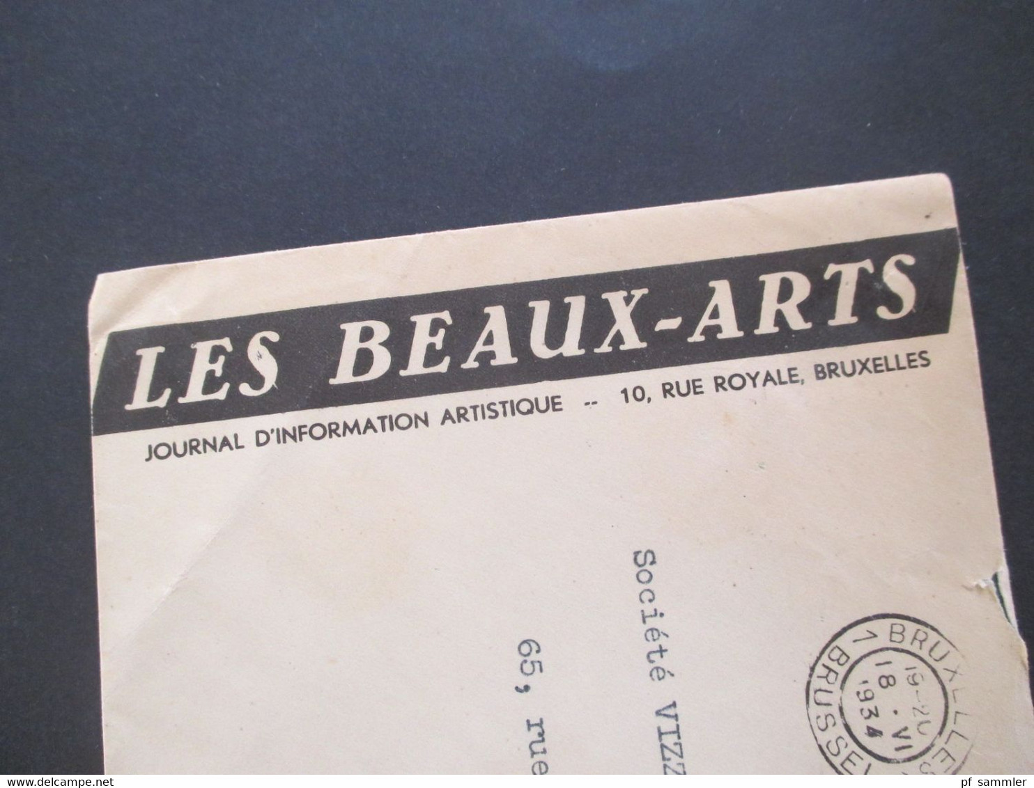 Belgien 1934 König Albert I. Nr.308 EF Umschlag Les Beaux-Arts Journal D`Information Artistique Auslandsbrief Nach Paris - Covers & Documents