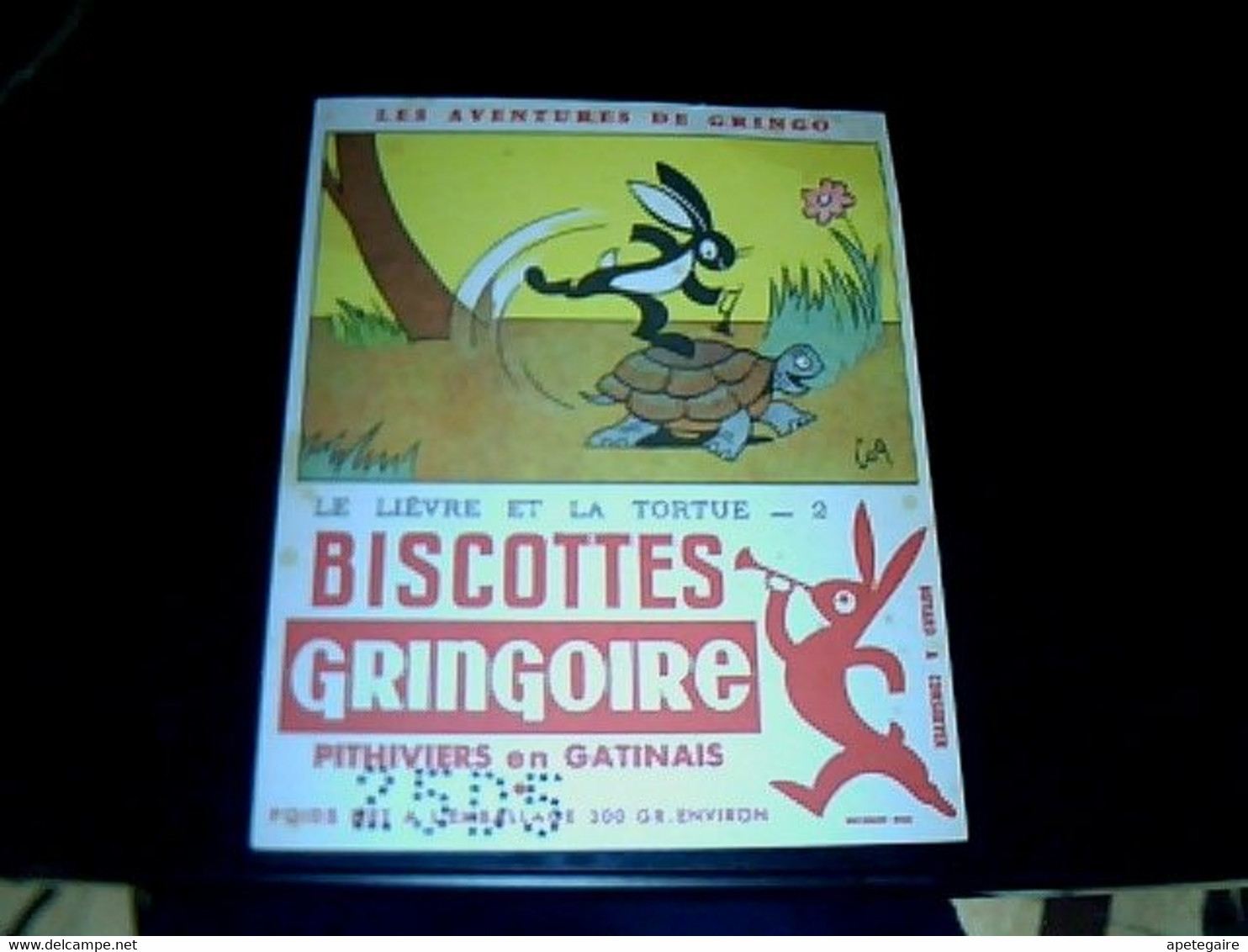 Vieux Papier Publicité  Buvard Biscottes Gringoire Les Aventures De Gringo " Le Lièvre Et La Tortue 2 " - G