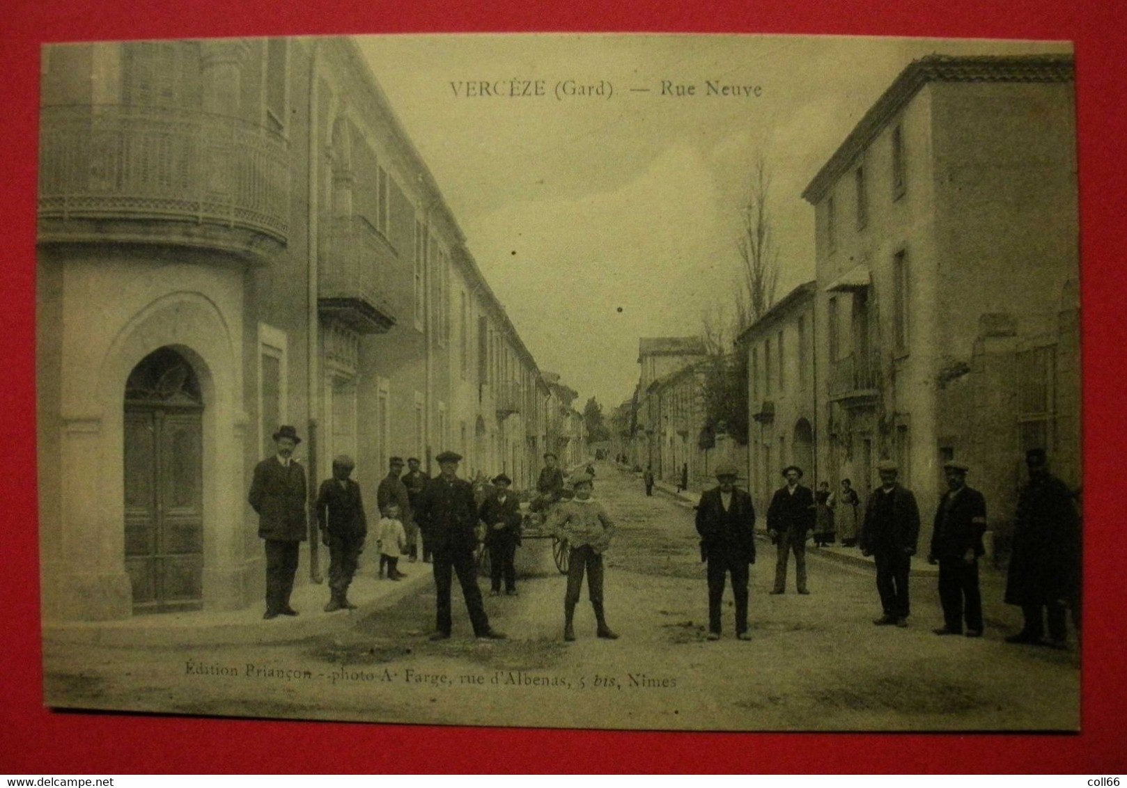 30 Vergèze Cpa Carte Ancienne Rue Neuve TB Animée Dos Scanné éditeur A.Farges à Nîmes - Vergèze