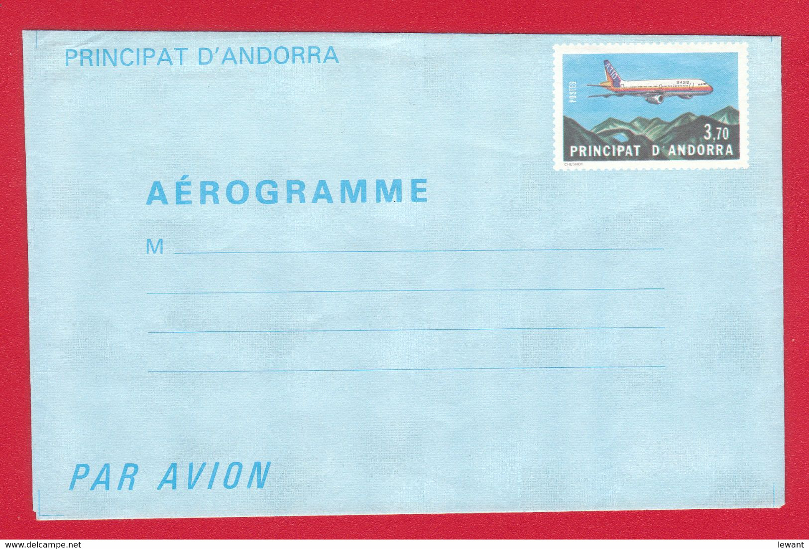 Andorra Aerogramme LF 1 – 1985 – Airbus A310, Moutains (EU) - Interi Postali & Prêts-à-poster