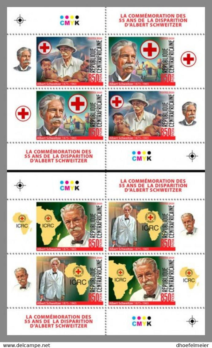 CENTRAL AFRICA 2020 MNH Albert Schweitzer Red Cross Rotes Kreuz Croix Rouge 2M/S - IMPERFORATED - DHQ2048 - Albert Schweitzer