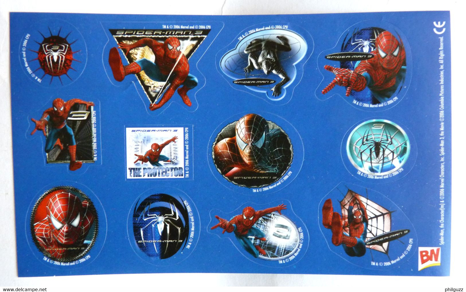 MINIS AUTOCOLLANTS SPIDERMAN PLANCHE DE 12 PUB BN DELICHOC -  Autocollant 2006 - Autocollants