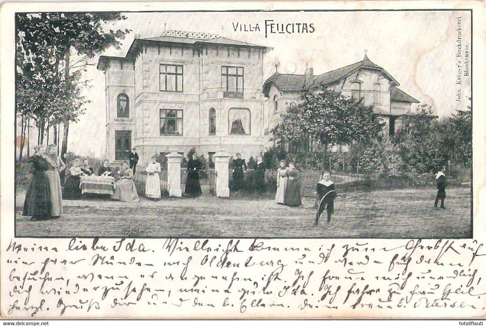 HAMBURG BLANKENESE Villa Felicitas Illustre Hochmodisch Garten Gesellschaft Gelaufen 26.8.1901 - Blankenese