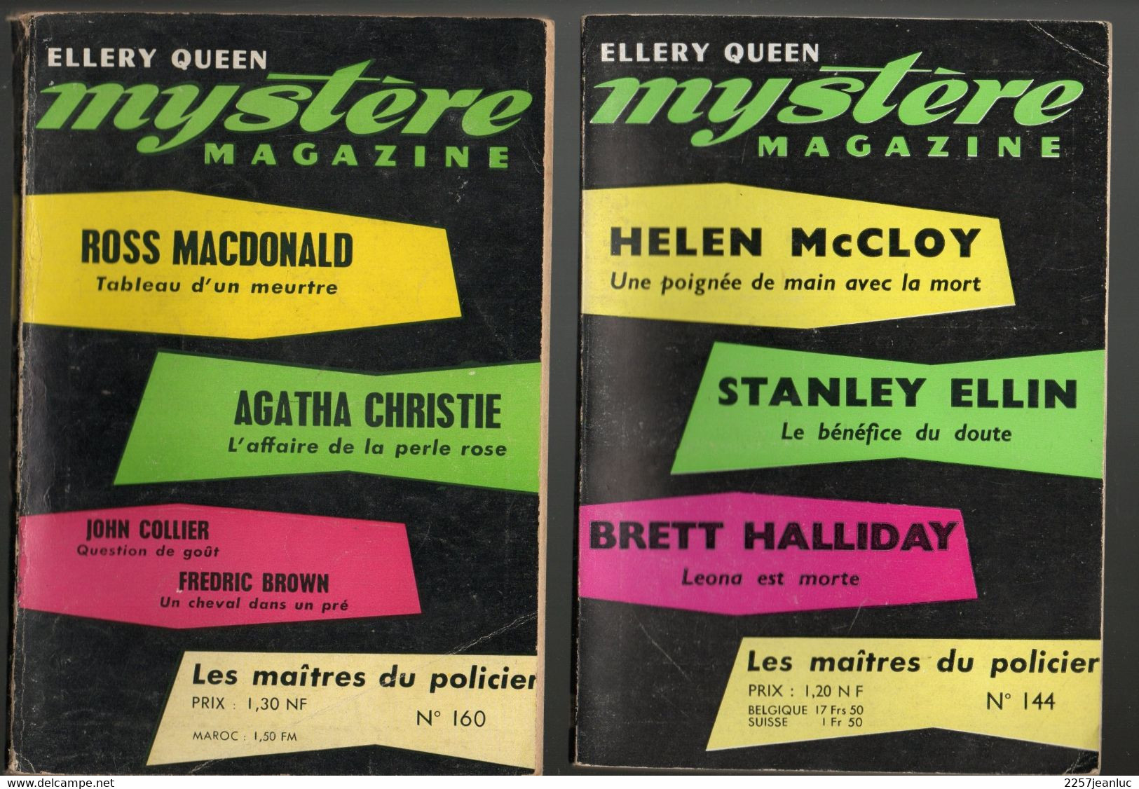 Lot 2 Livres  Mystère Magazine  N: 144 & 160 - De Ellery Queen - Années 1960 Et 1961 - Jacquier, Ed.