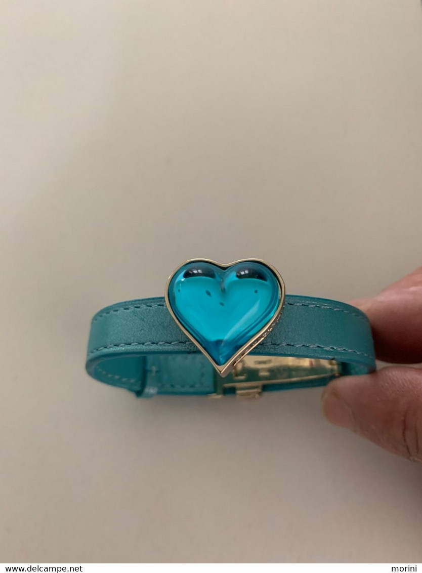 LALIQUE Bracelet Cuir Cœur Bleu - Bracelets