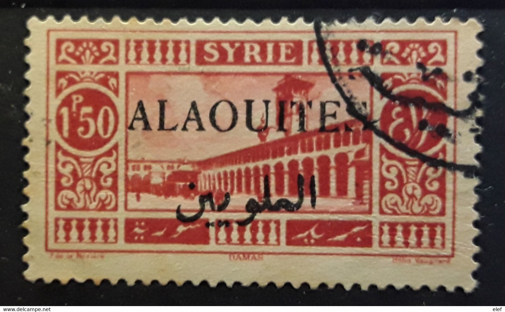 ALAOUITES 1925, Yvert No 28 A, 1,50 P Rouge Avec VARIETE SURCHARGE NOIRE , Obl TB - Gebraucht