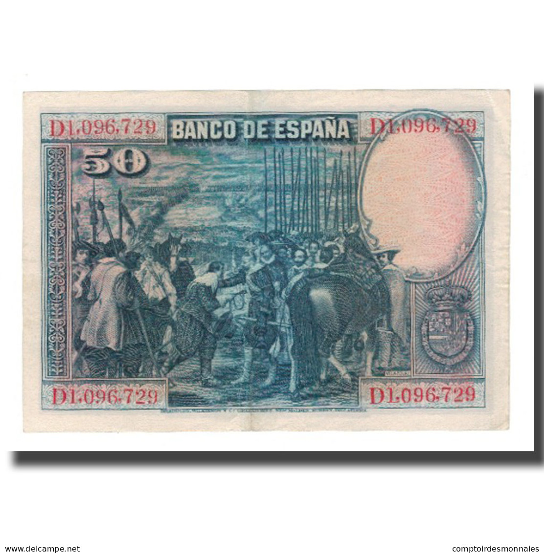 Billet, Espagne, 50 Pesetas, 1928, 1928-08-15, KM:75b, TTB - 50 Pesetas