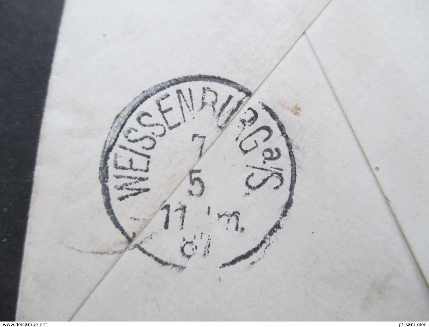 GB Kolonie Indien 1887 GA Umschlag Mit Zusatzfrankatur Delhi Via Brindisi - Weissenburg In Bayern Sea Post Office Stempe - 1858-79 Compañia Británica Y Gobierno De La Reina