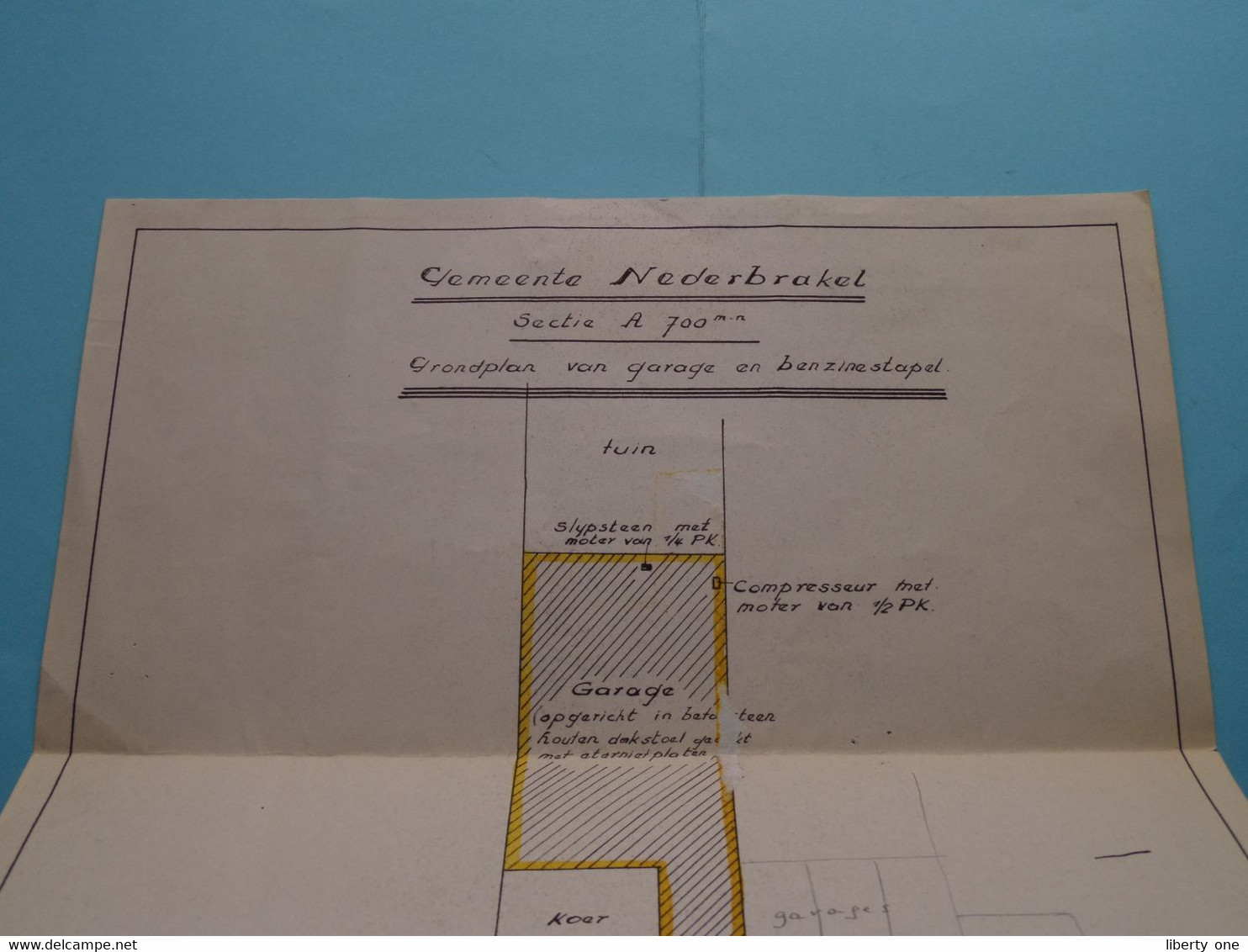 Gemeente NEDERBRAKEL Sectie A 700 GRONDPLAN Van Garage En Benzinestapel DRIEHOEKSTRAAT 1968 (zie Foto's Voor Detail) ! - Autres Plans